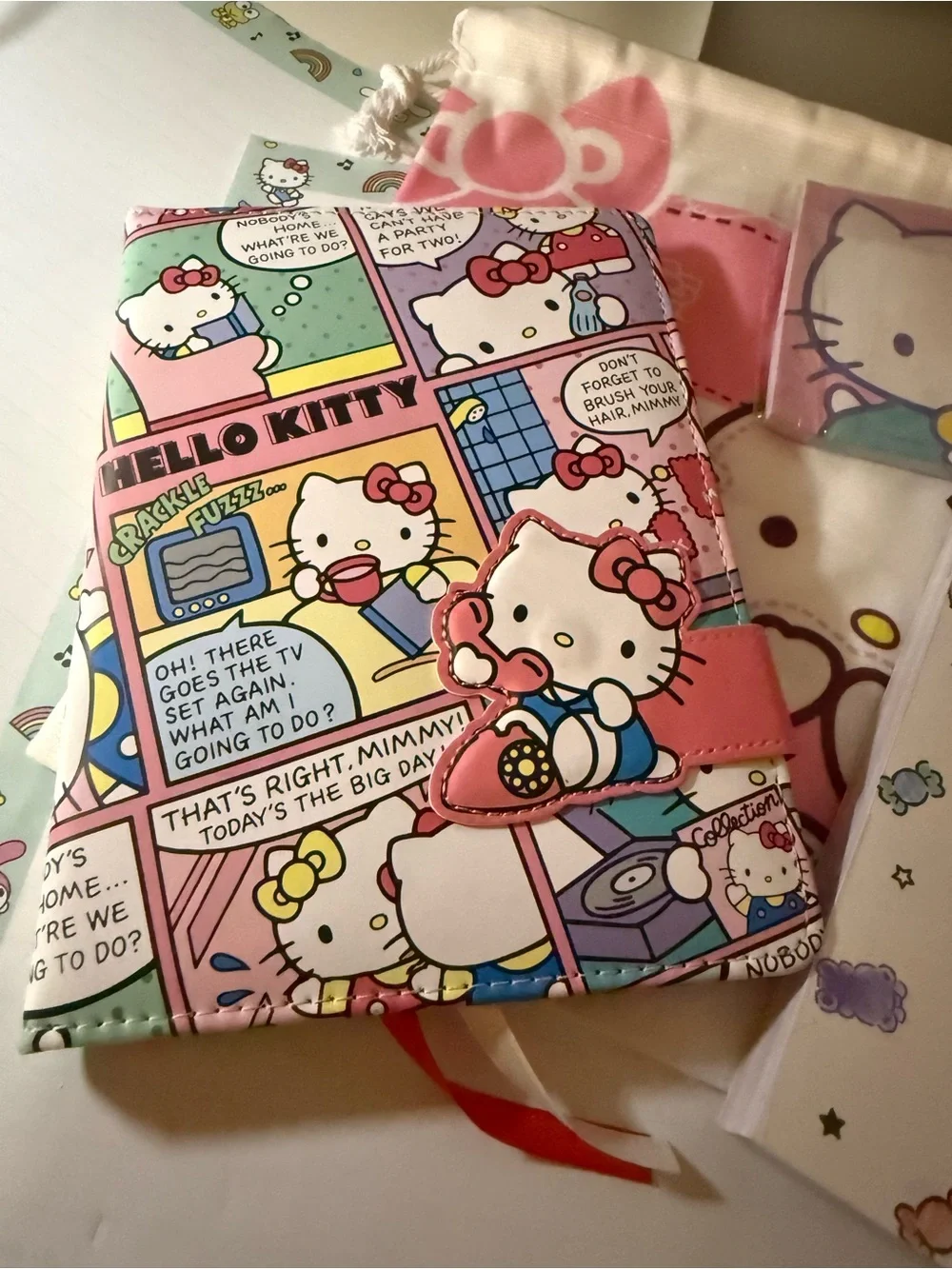 Hello Kitty Pink Kids Drawstring Bag & Notebook Set